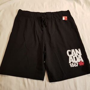 Canada Flag men's size Large black shorts french terry, NEW